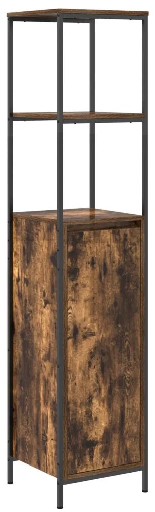 vidaXL Fürdőszoba bútor szett polcokkal 5 pcs Füstölt tölgy és Fekete