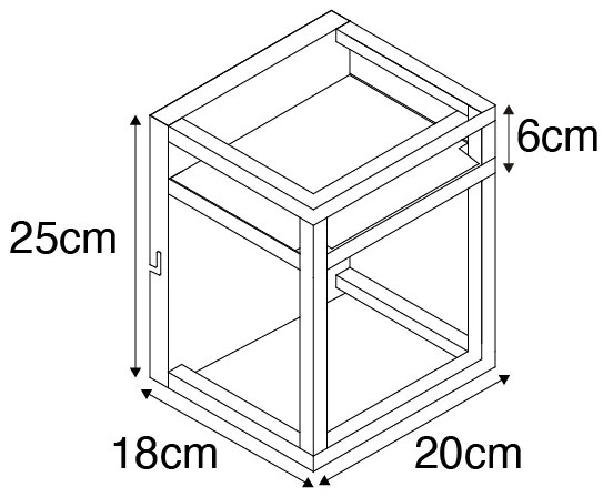 Ipari fali lámpa fekete polccal - Cage Rack