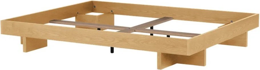 Natúr színű MDF franciaágy ágytámla nélkül ágyráccsal 180x200 cm tölgyfa dekorral Kito – noo.ma