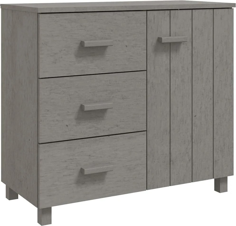 vidaXL HAMAR világosszürke tömör fenyőfa tálalószekrény 90x40x80 cm