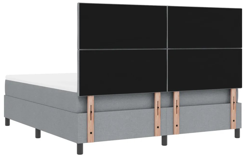 Box Spring Ágy Matraccal Világosszürke Szuper Király Szövet