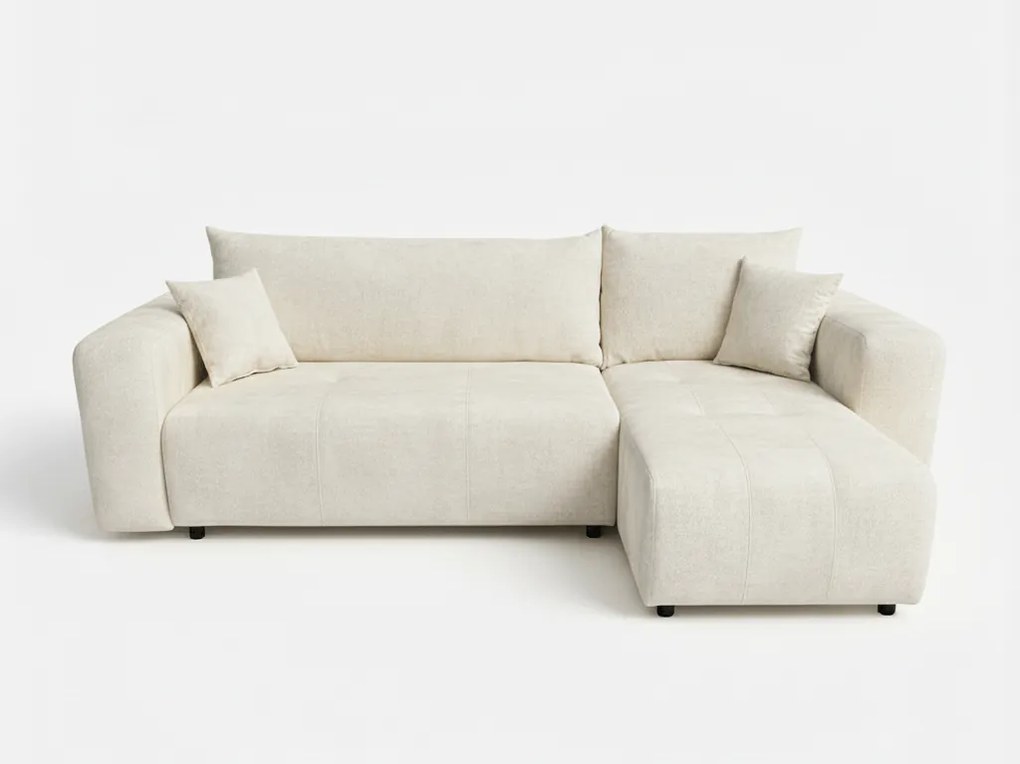 Krém színű kihúzható sarokkanapé SORELA, kétoldalas + 2 párna AJÁNDÉK