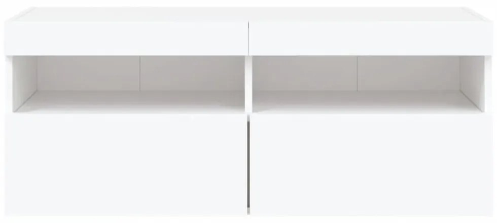 fehér falra szerelhető TV-szekrény LED-lámpákkal 100x30x40 cm