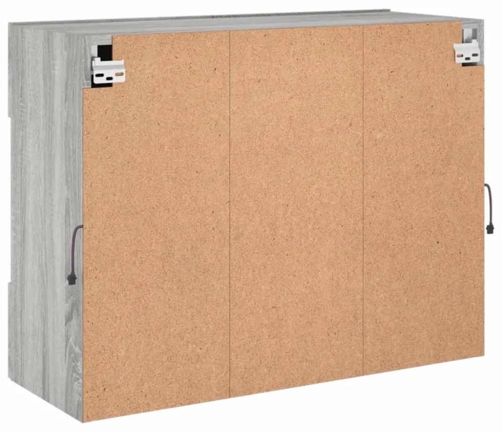szürke sonoma színű fali TV-szekrény LED-ekkel 78,5x30x60,5 cm