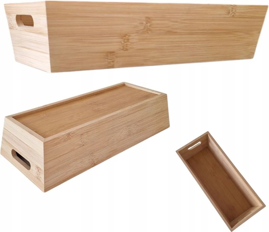 Bambusz Tálca Téglalap Alakú Rendező Doboz Fa Doboz 33x14x7,5 cm