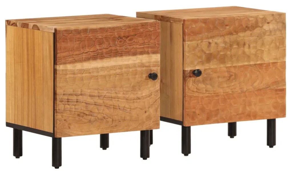 2 db tömör akácfa éjjeliszekrény 40 x 33 x 46 cm