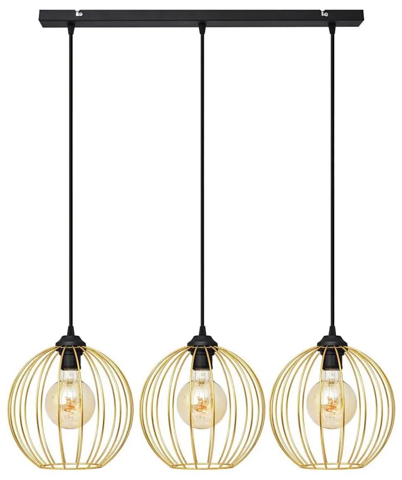 Csillár zsinóron MERCURE 3xE27/15W/230V arany/fekete