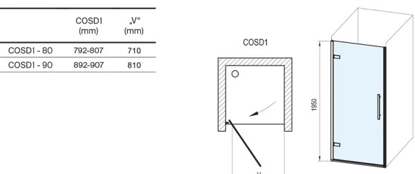 Ravak X0VV40300Z1 - COOL zuhanyajtó 80x195 cm fekete