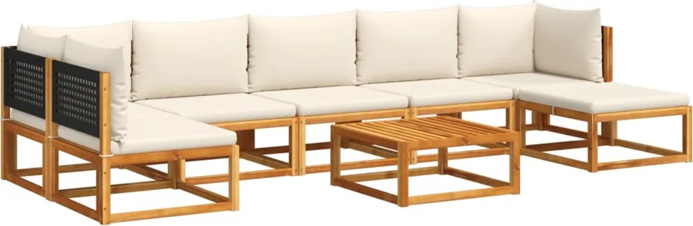 vidaXL 8 darabos akácfa és rattan kerti kanapégarnitúra párnákkal