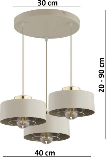 BRILAGI - Függőlámpa kábellel SPRING 3xE27/60W/230V bézs/arany