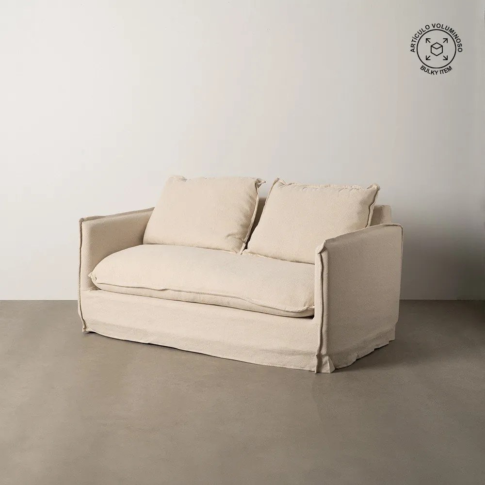 Krémszínű len kanapé 160 cm – Ixia
