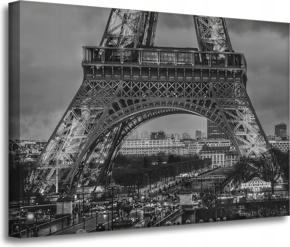 Vászonkép Eiffel-torony fekete-fehér 70X50