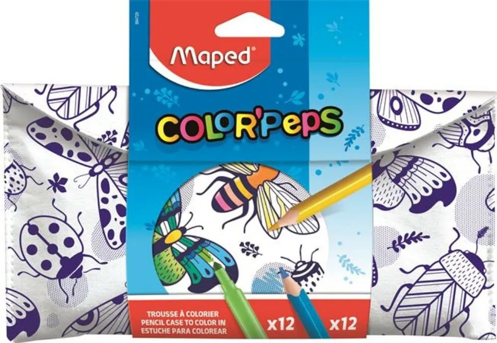 Tolltartó, textil, színezhető, tépőzáras, MAPED Color'Peps, színezőtermékekkel (IMA984729)