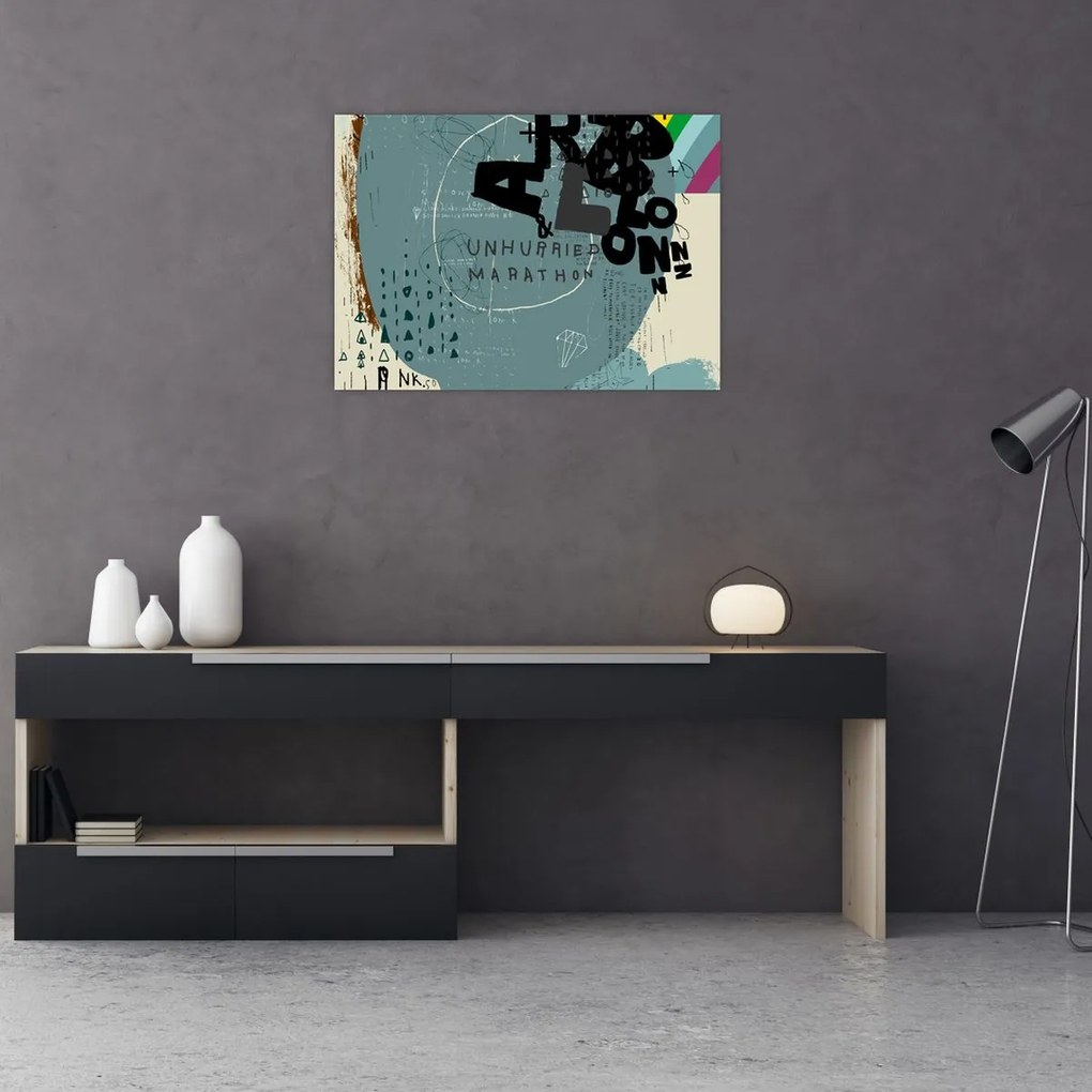Üveg kép - Repülő léggömb szivárvánnyal (70x50 cm)