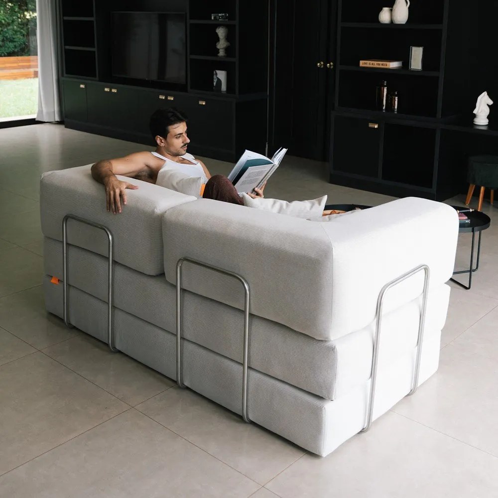 Bézs buklé kinyitható kanapé 180 cm Bloom – TemaHome