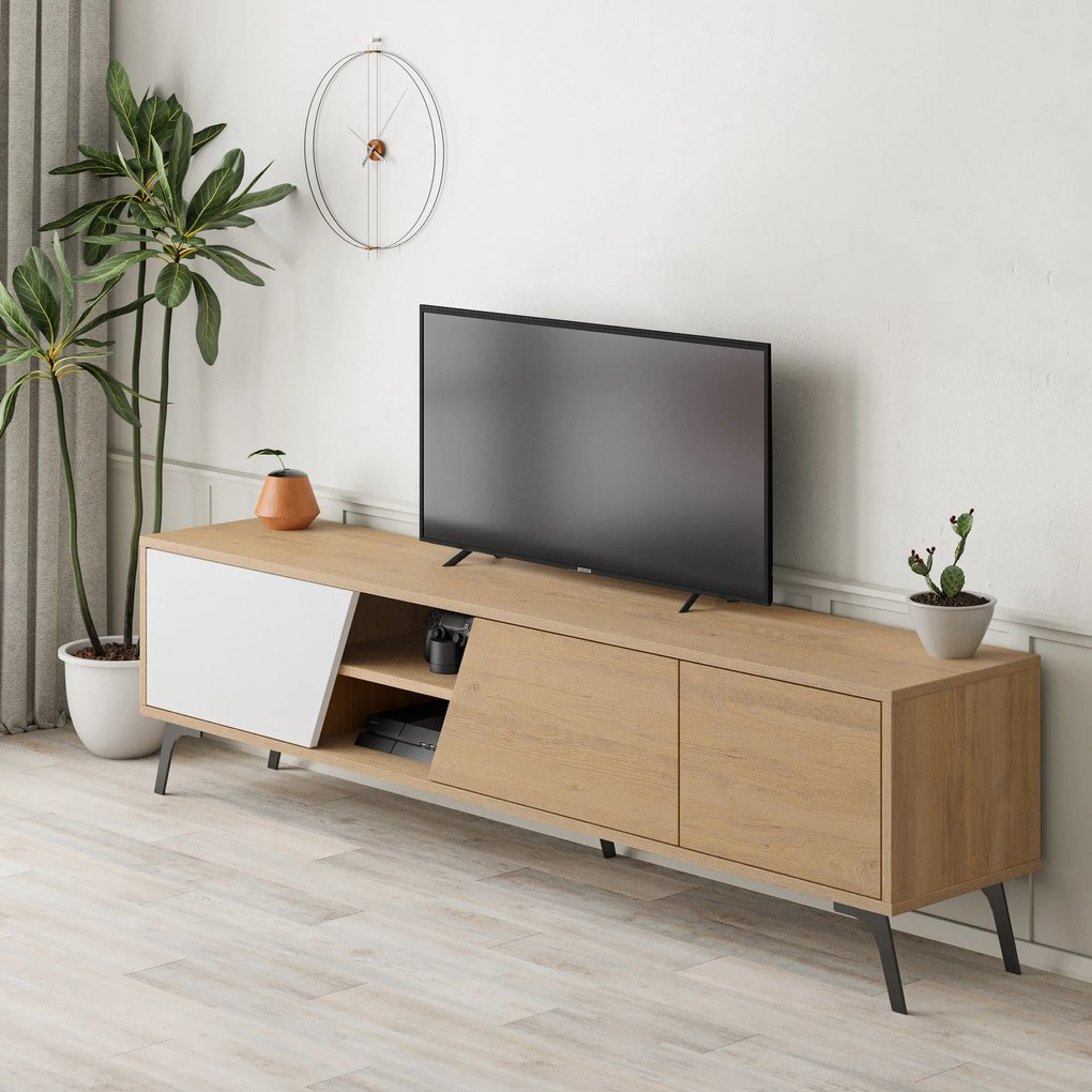 TV szekrény Fiona - Oak, White