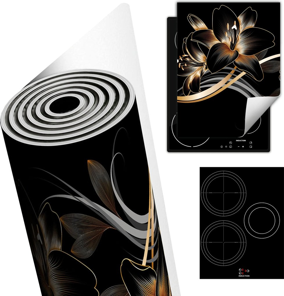 Tűzhelyvédő Szőnyeg Asztali Dekoráció 40x52 fekete Orchidea