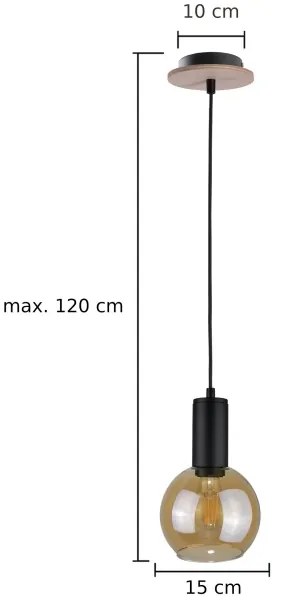 Csillár zsinóron JANTAR WOOD 1xE27/60W/230V