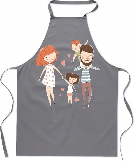 Konyhai Kötény Az Egész Család Számára Nyomott Mintás Boldog Család