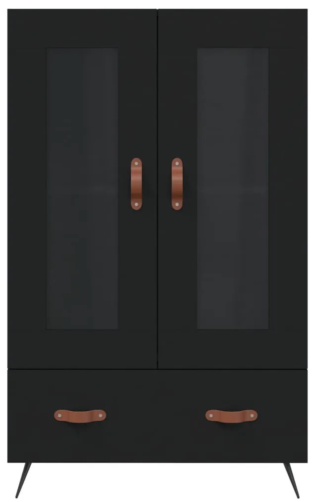 fekete szerelt fa magasszekrény 69,5 x 31 x 115 cm