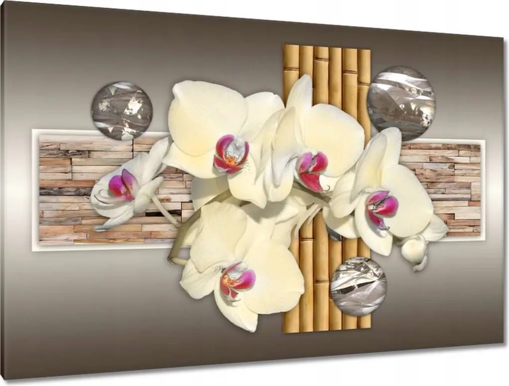 Vászonkép 120x80 Orchidea bambuszokkal