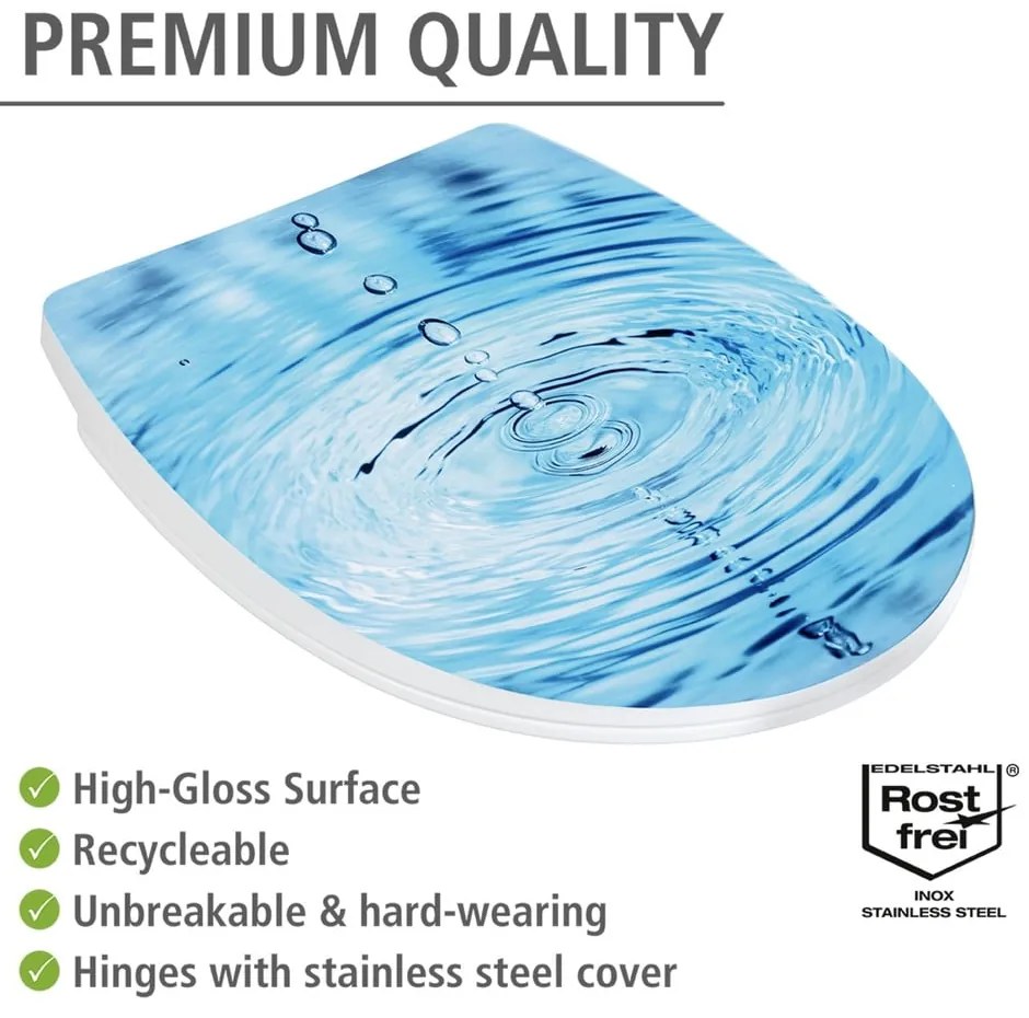 WC-ülőke automatikus záródással 38 x 45 cm Droplets – Wenko