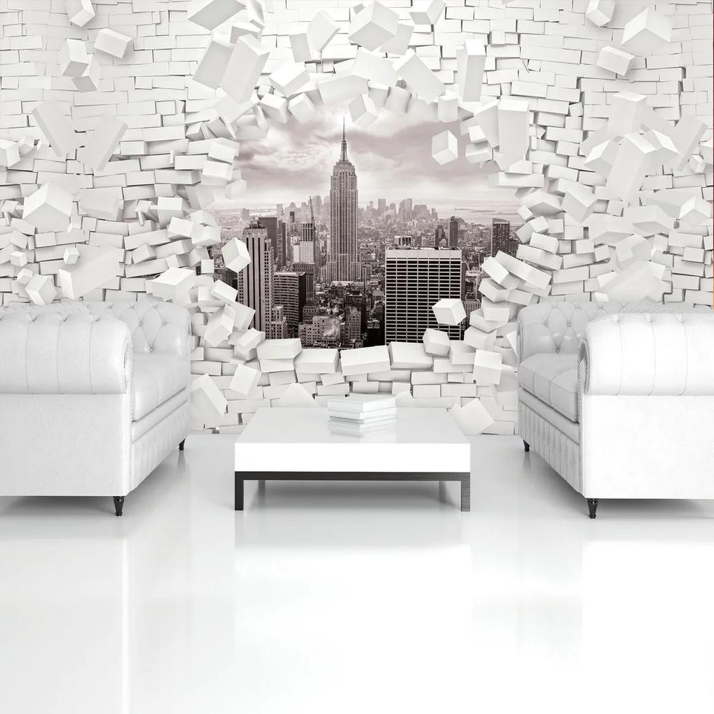 Fotótapéta - New York és a 3D Brickwall (254x184 cm)