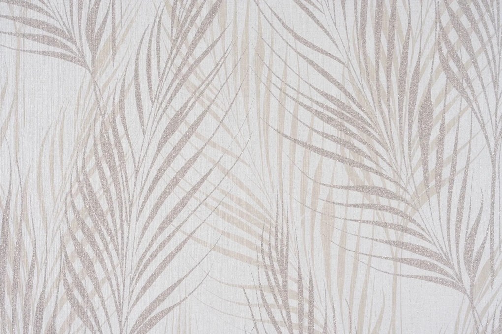 Vinyl tapéta flizelin bézs krém levelek fű gallyak csillámos