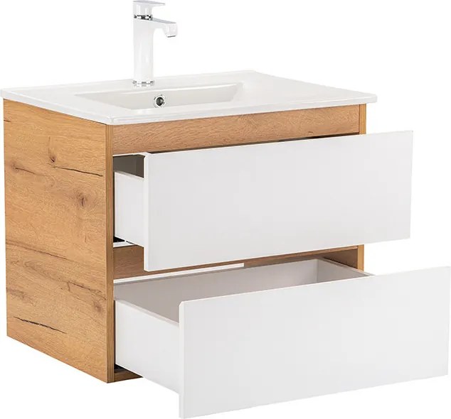 Vario Forte 60 alsó szekrény mosdóval tölgy-fehér