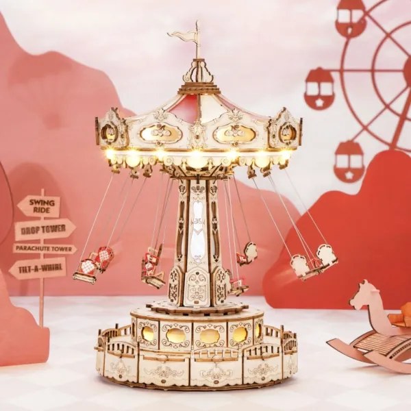 RoboTime - 3D zenedoboz puzzle Láncos körhinta 3xAAA