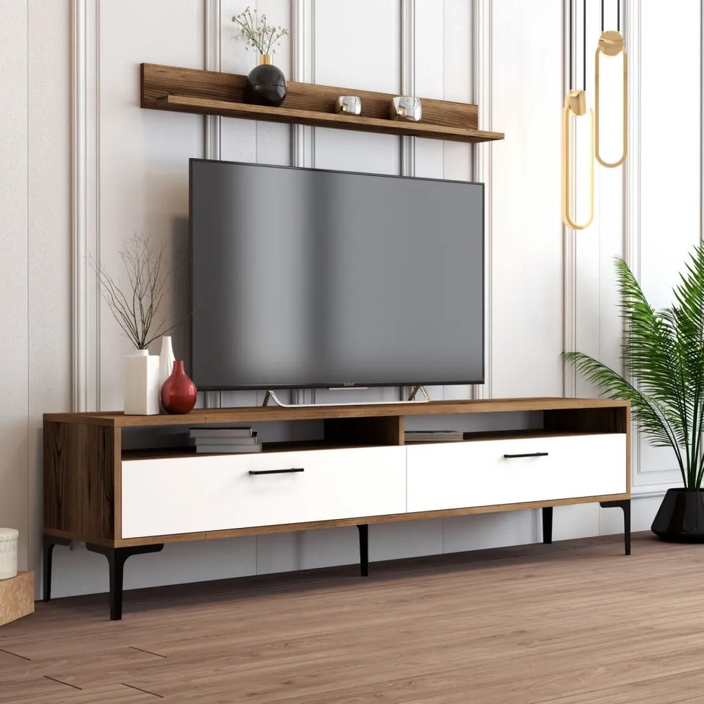 Istanbul TV-állvány, dió-fehér, 180 cm – TR845HCT3096
