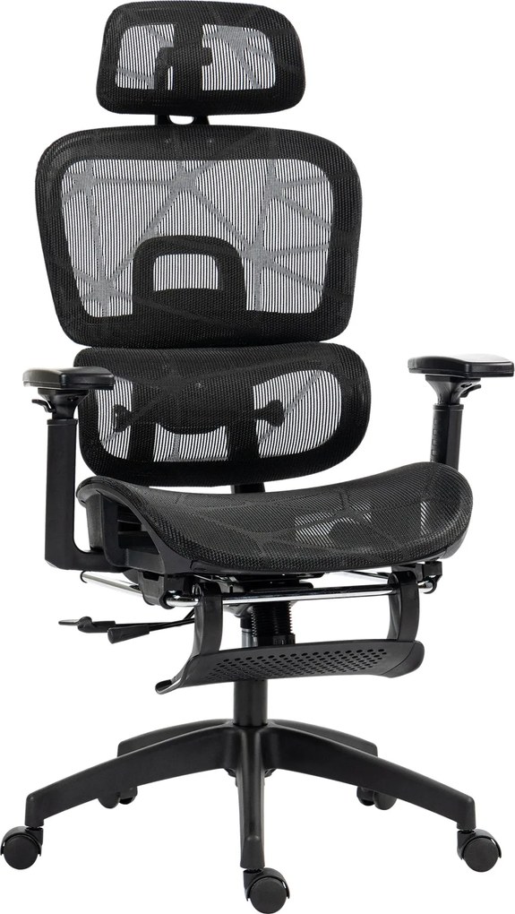 HOMCOM Ergonomikus Irodai Szék Karfával, Fejtámlával, Ágyéktámasszal, Magasságban Állítható Mézgés Forgószék Hintázó Funkcióval, Dőlésszög Szabályzáss