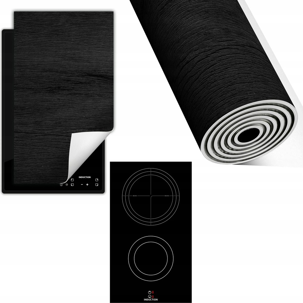 Indukciós Védőszőnyeg Konyhapult 30x52 fekete fa