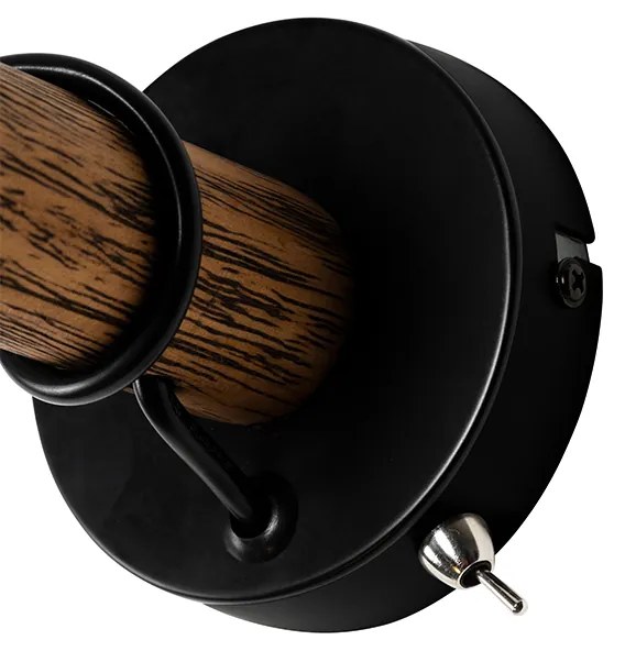 Rusztikus fali lámpa fekete fával - Stronk