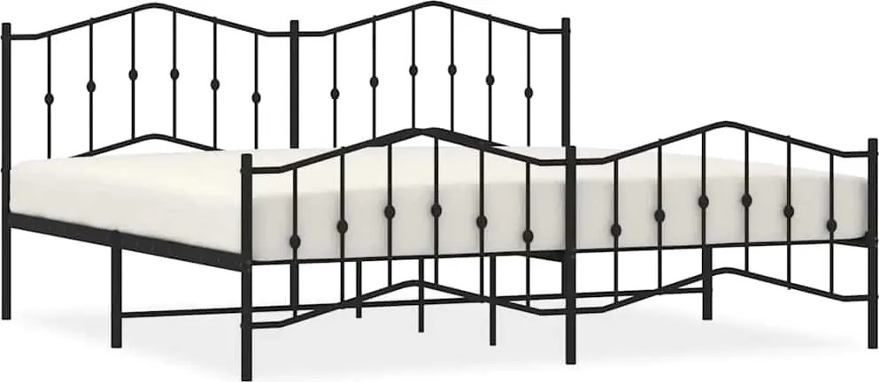 vidaXL fekete fém ágykeret fej- és lábtámlával 193 x 203 cm