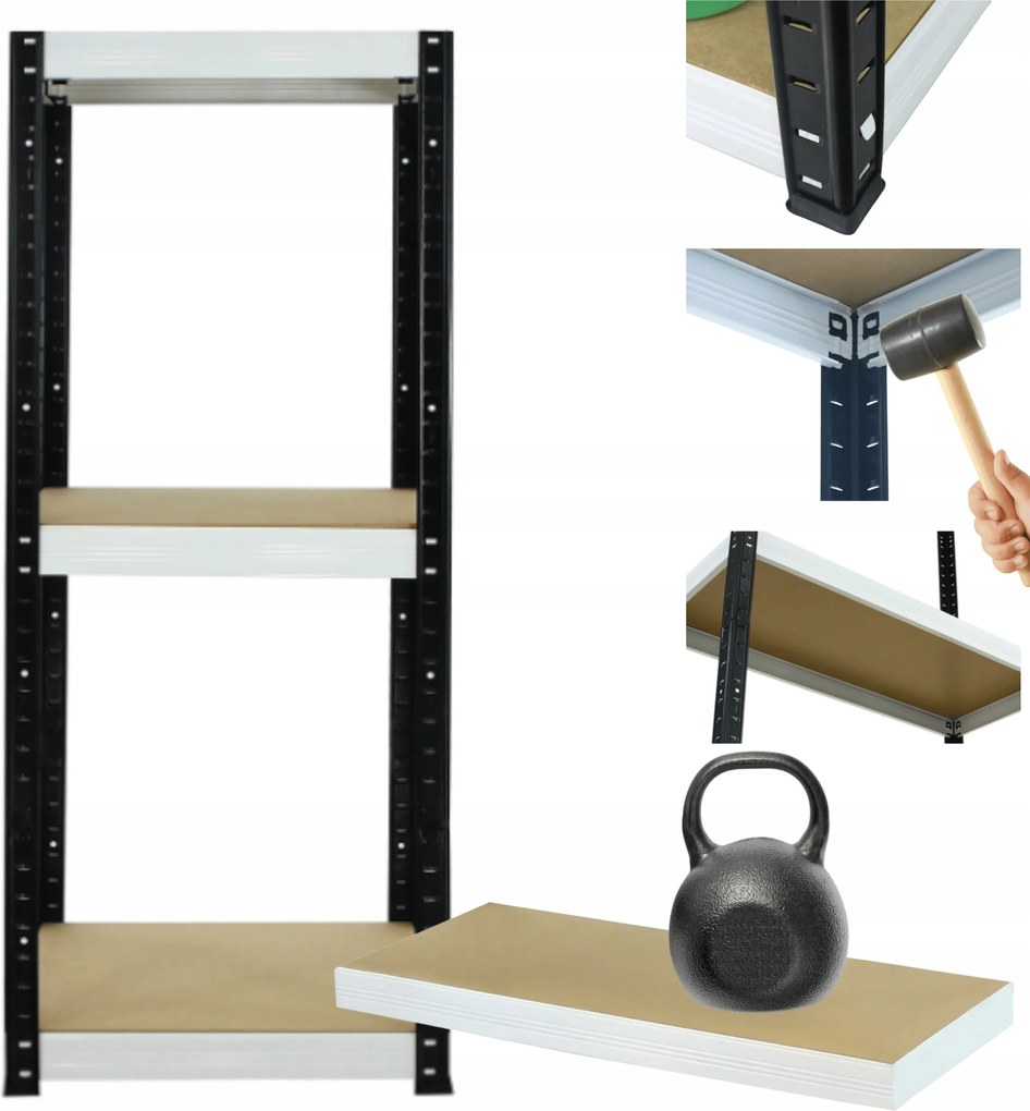 Helios fém műhelytároló állvány 90x40x40cm 3Px175kg Tömör