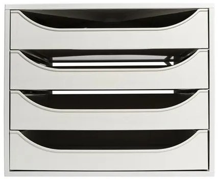 Irattároló, műanyag, 4 fiókos, EXACOMPTA Ecobox Office, szürke-szürke (EX228606D)