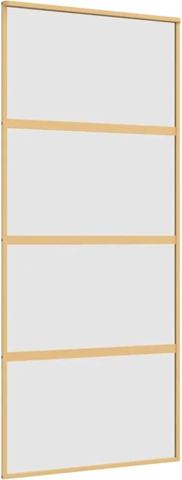 vidaXL aranyszínű ESG tejüveg és alumínium tolóajtó 90 x 205 cm
