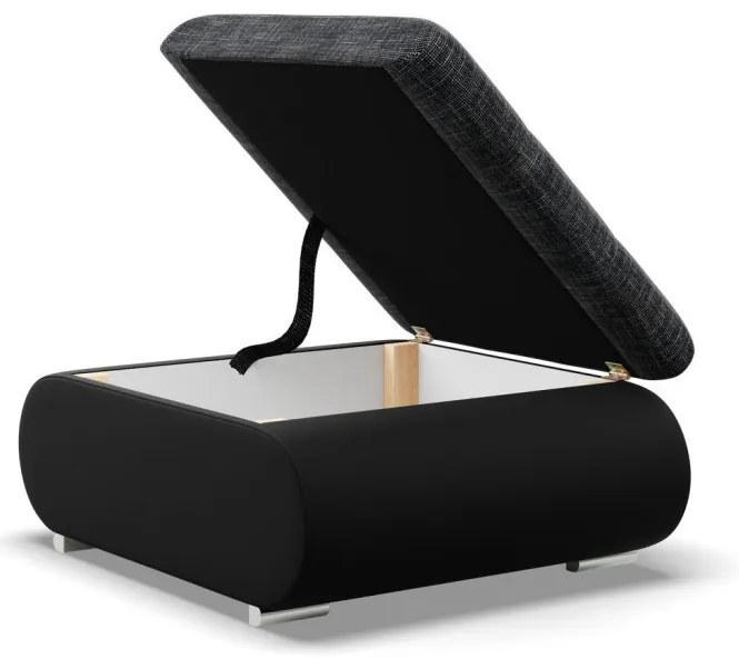 Tokio puff, fonott + műbőr, szürke - fekete