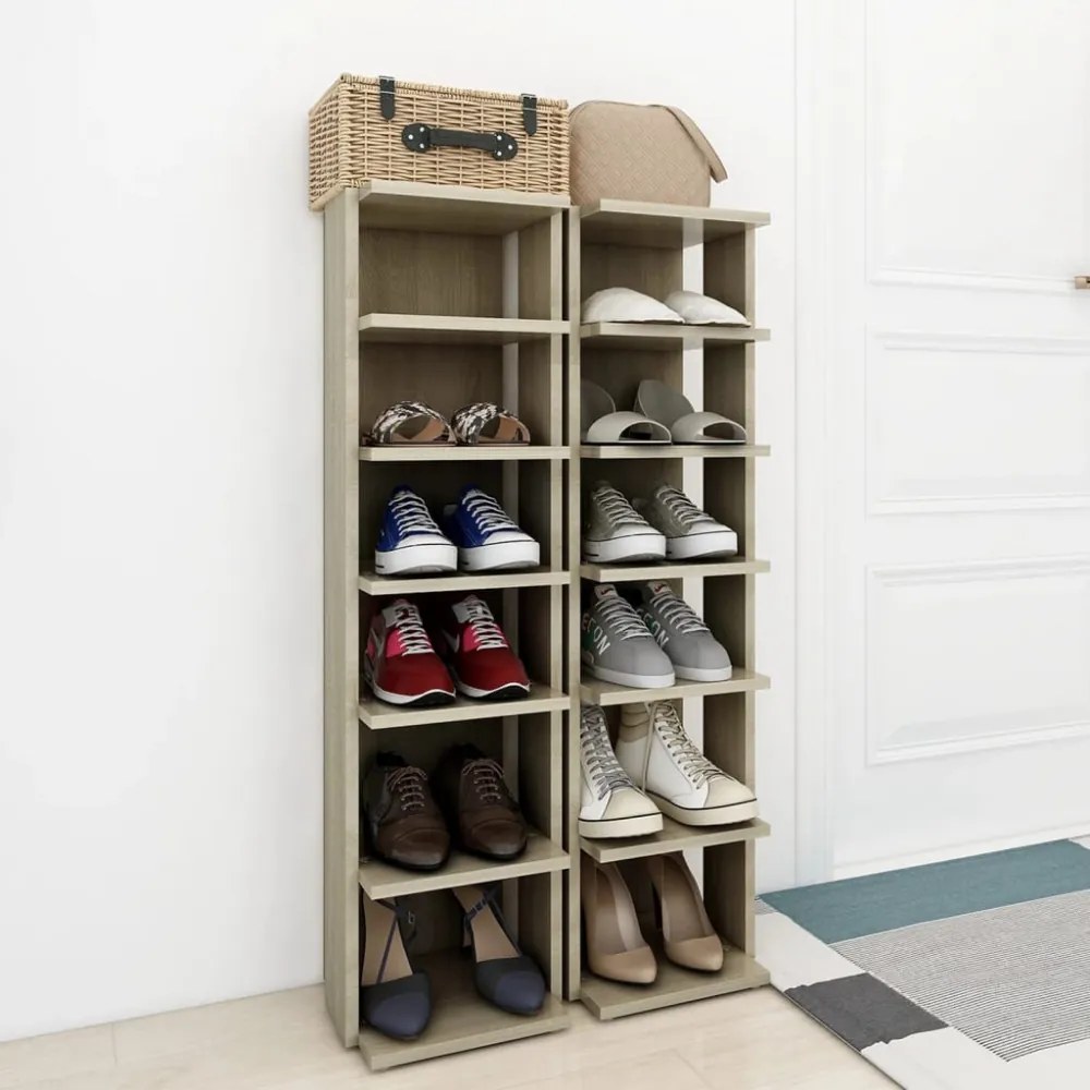 2 db sonoma tölgy színű cipősszekrény 27,5 x 27 x 102 cm