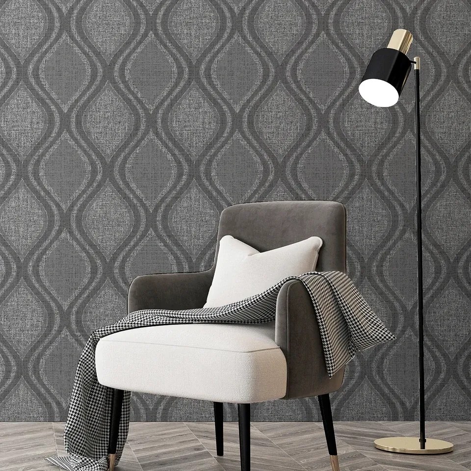 Arthouse Signature 1 Curve sötétszürke-szürke geometrikus vlies tapéta – 295100