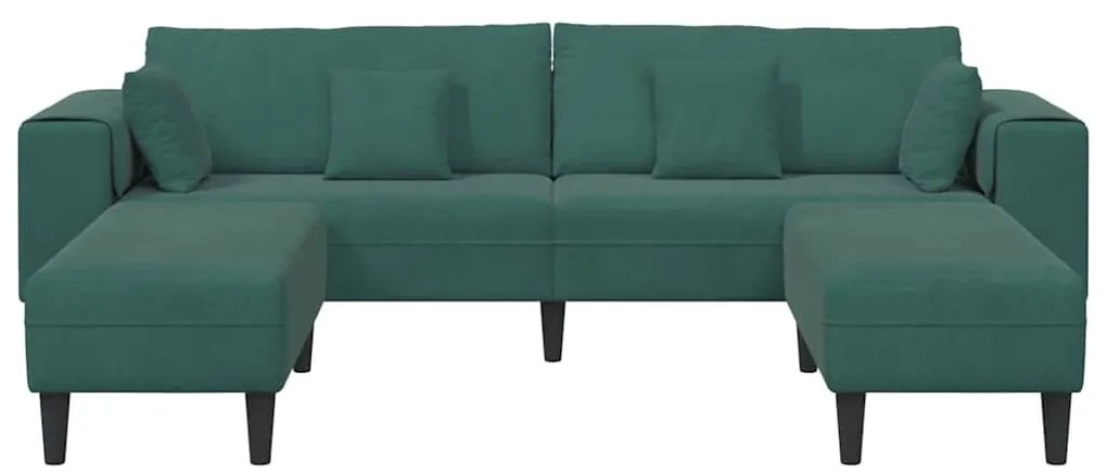 Bársony Kanapé párnával 3 pcs Sötétzöld 208 cm Bársony