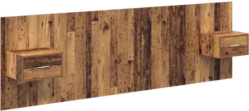 vidaXL Fejtámla Szekrénnyel fiókkal fejtámlával 3 pcs Öreg fa Faanyag