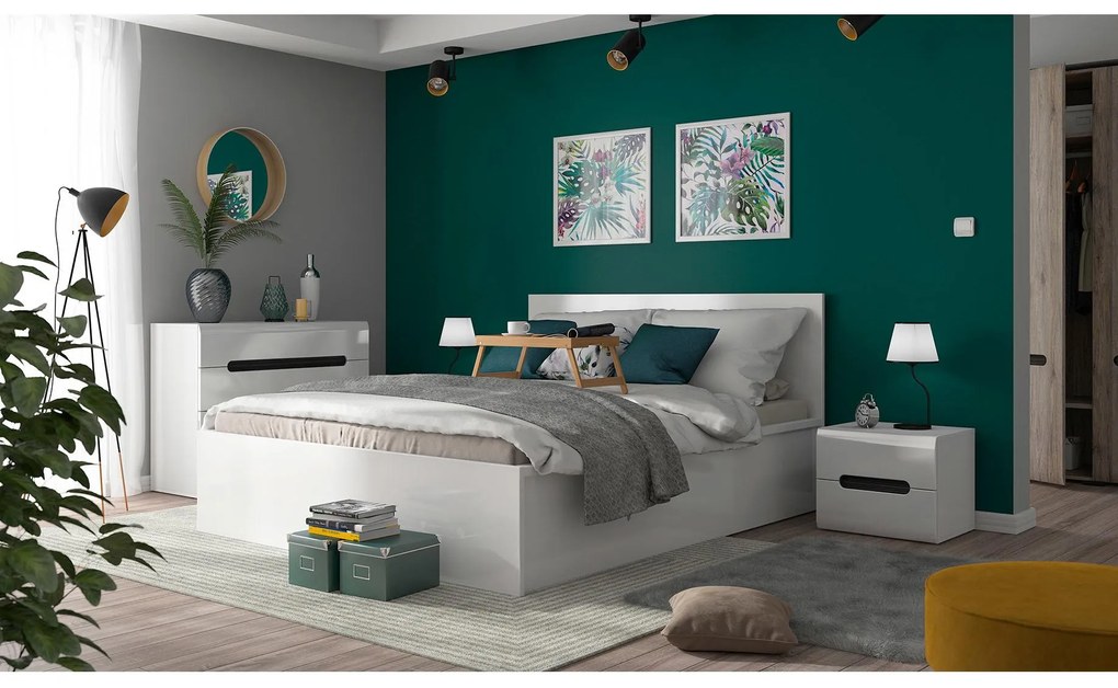 Egyszemélyes ágy 120 cm Tetrix 6 (fényes fehér) (ágyráccsal) (tárolóhellyel). Akció -30%. 1098485