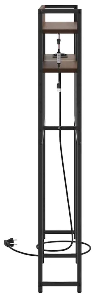 Fejtámla LED -es lámpákkal polcokkal barna tölgy 100 cm Faanyag