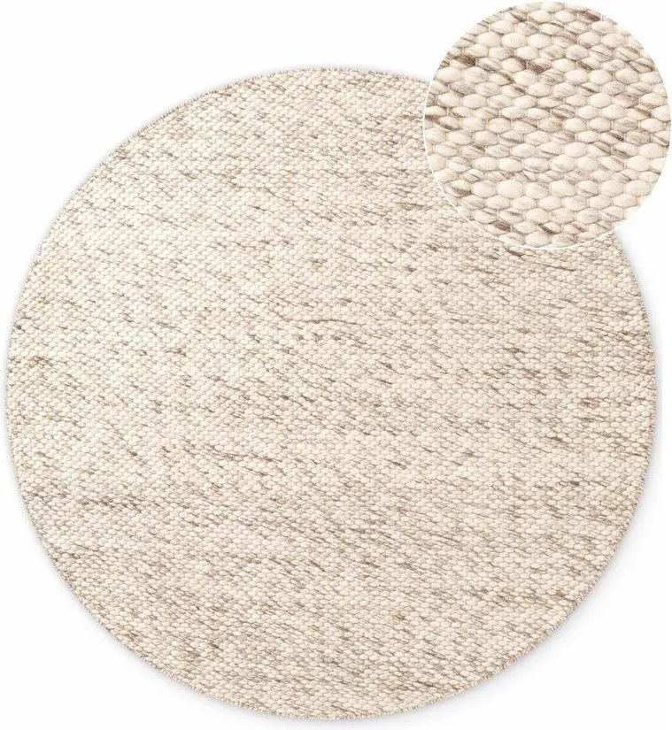Bézs-natúr színű kézi szövésű gyapjú kerek szőnyeg ø 160 cm Lyon Beans – Elle Decoration