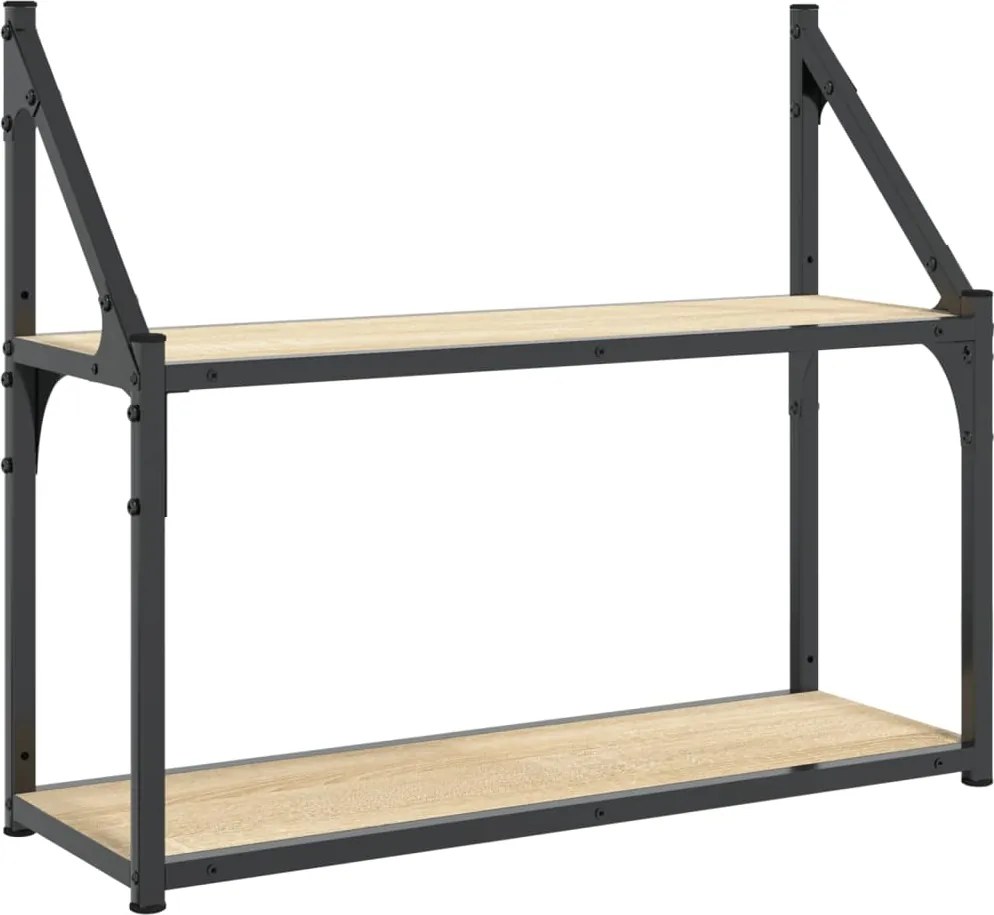 vidaXL kétszintes sonoma tölgyfa fali polc 60 x 21 x 51 cm