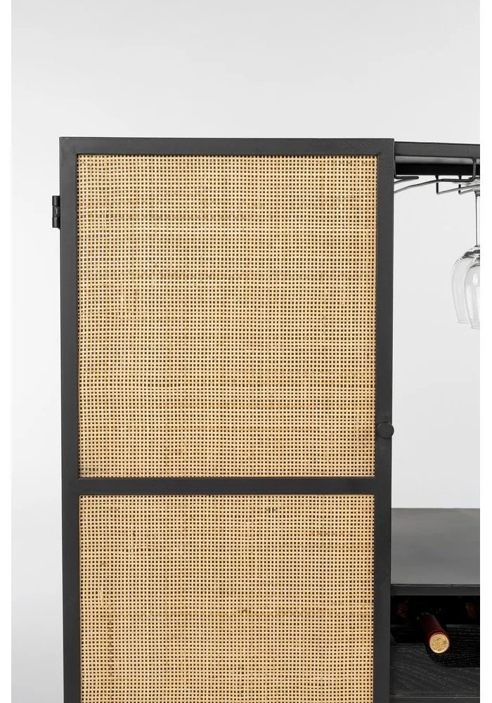 Fekete rattan bortartó szekrény 8 palackhoz, 80x100 cm Guuji - White Label
