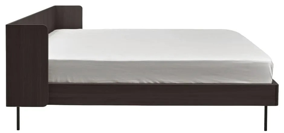 Fekete franciaágy tölgyfa dekorral 180x200 cm Wrap – Bonami Selection