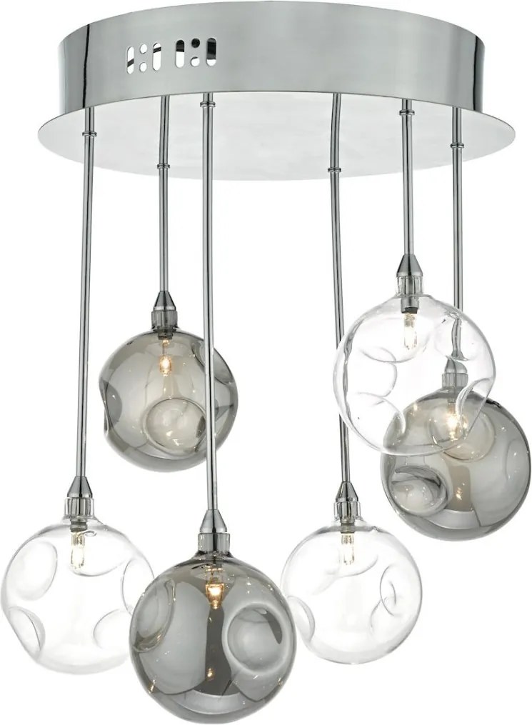 DAR LIGHTING QUI0610 QUINN Glamour Mennyezeti Lámpa Füstös, Csiszolt Króm G4 IP20